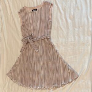 DKNY Pleated Dress in Soft Pink and Cream